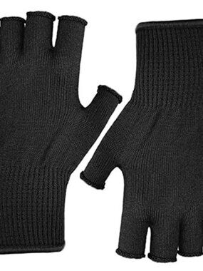 Mens Womens Fingerless Gloves Merino Wool Liner Touchscreen Knit Winter Warm